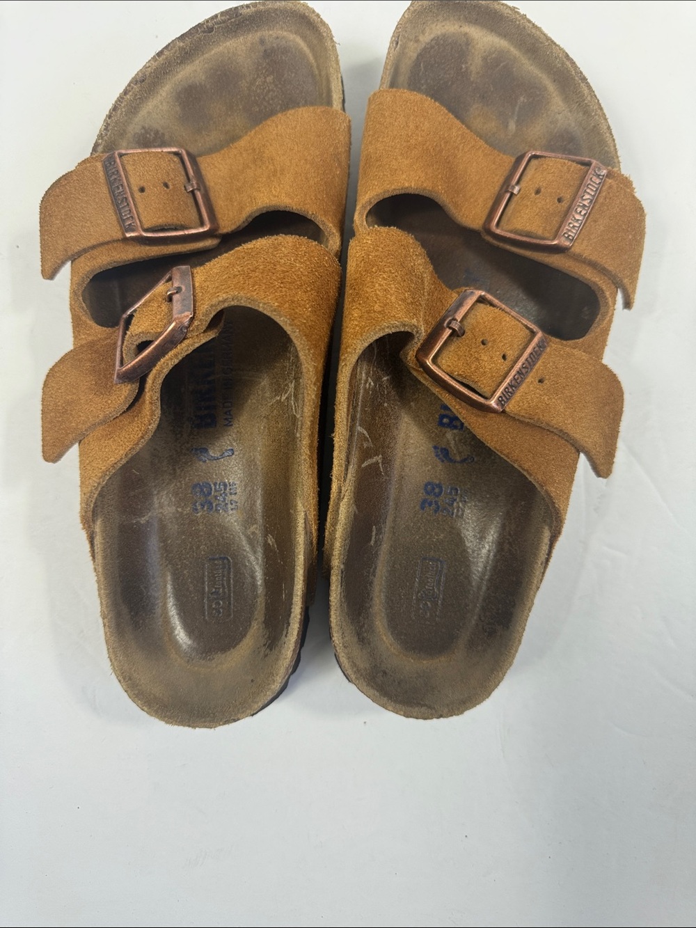 Birkenstock Brown Suede Double-Buckle Sandals Arizona Sz 38 - Picture 7 of 12